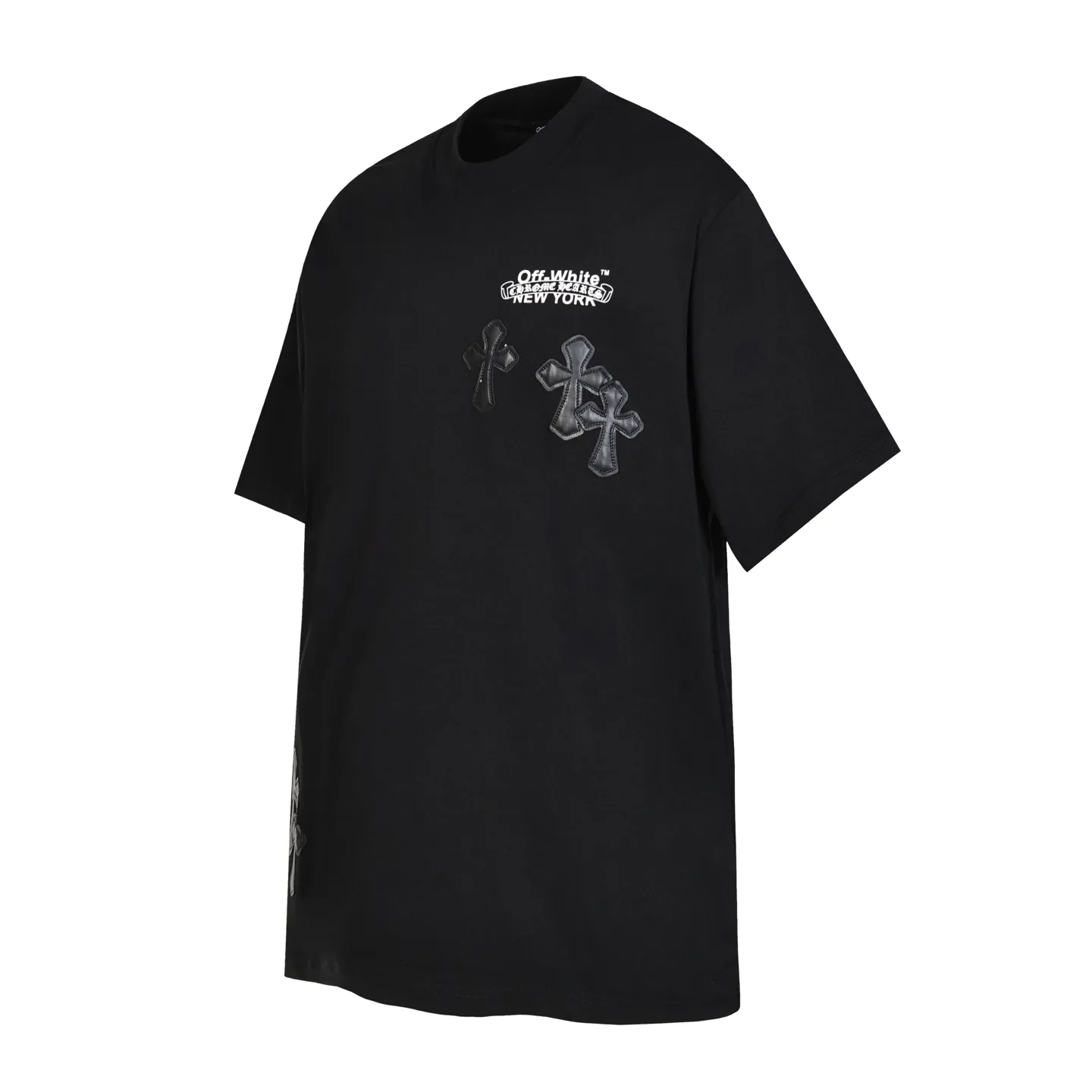 P150 Cross-border model, please do not place an order if you are pursuing quality - Chrome Hearts/Chrome Hearts joint Off white cross-leather short-sleeved T-shirt - High weight, high density, high quality, soft, delicate and skin-friendly wool, soft and silky to the touch, excellent warmth and skin-friendly properties - Custom-woven and custom-dyed, no color difference, no matter the fabric or workmanship details, beat the ordinary version on the market -Colour: black white -Size: S M L XL